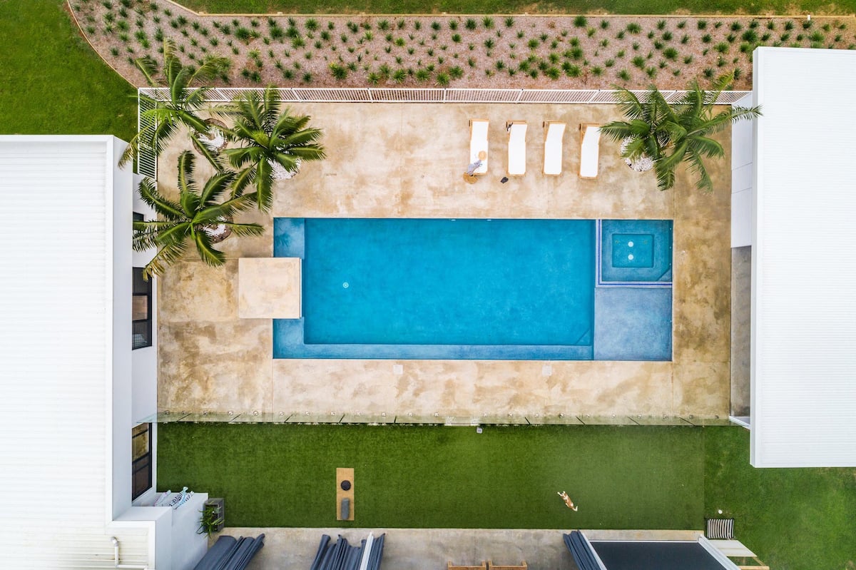 a pool seen from the sky