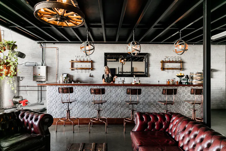the interior of a beautiful gin distillery