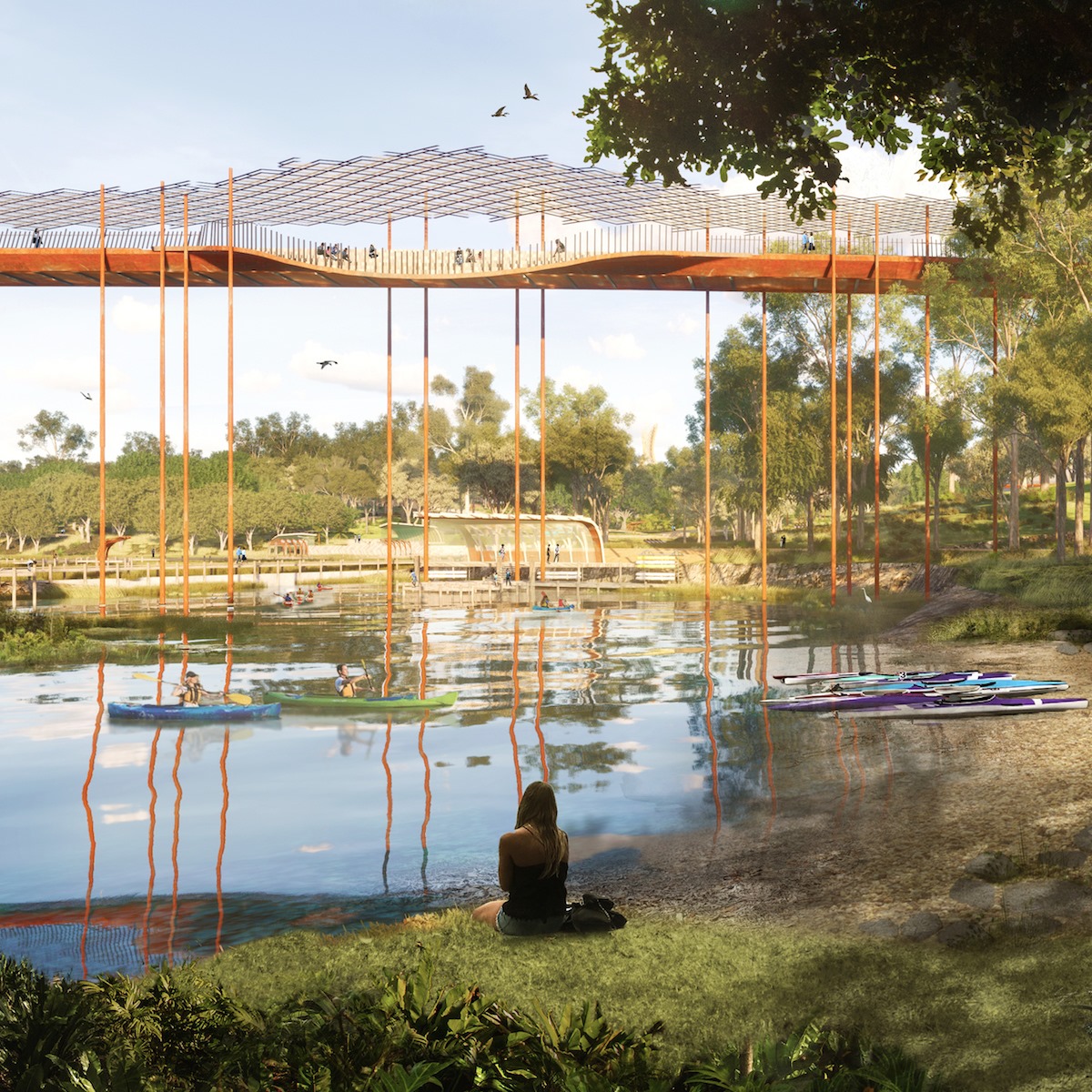render of a lagoon area in the park
