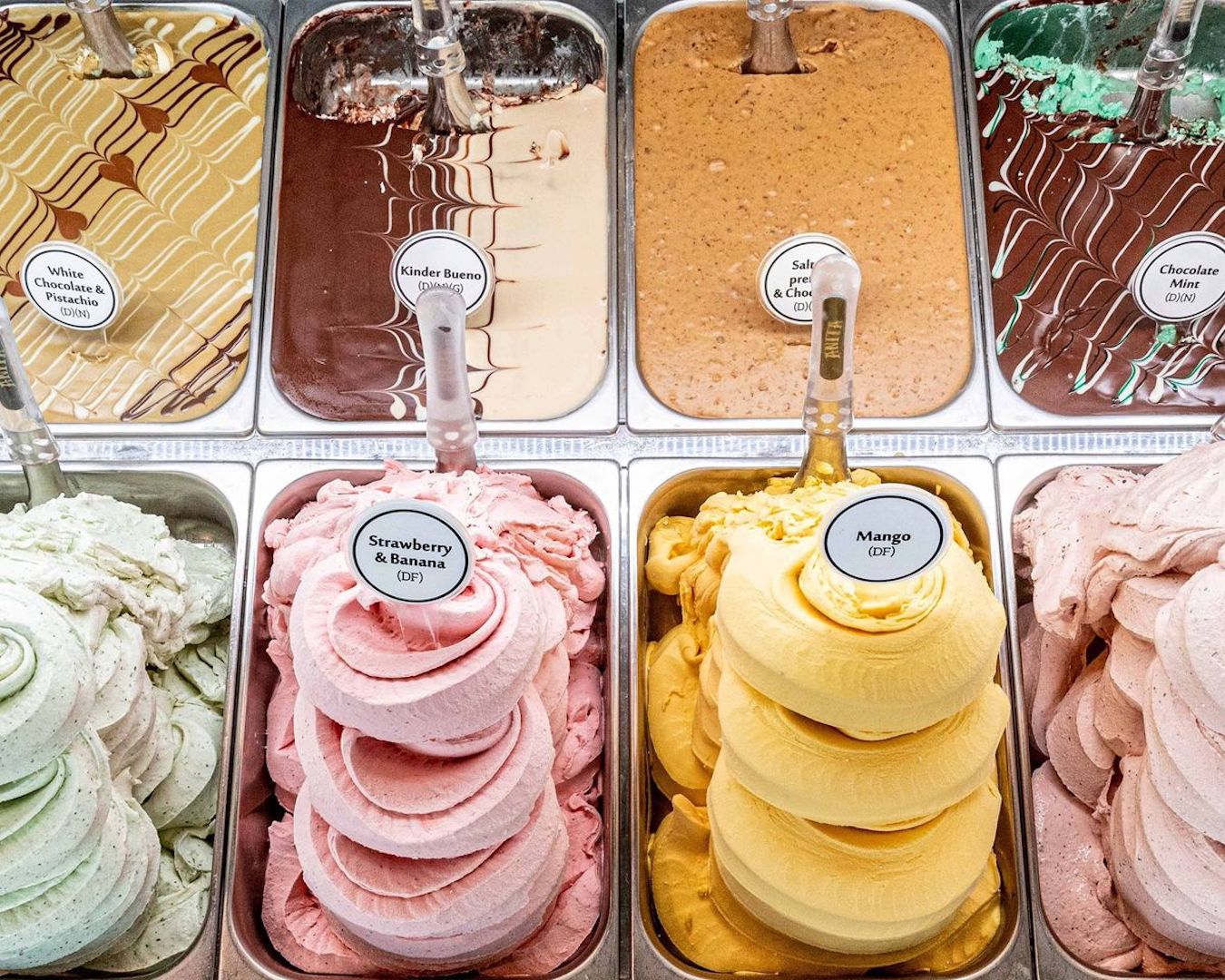 A cabinet full of colourful gelato