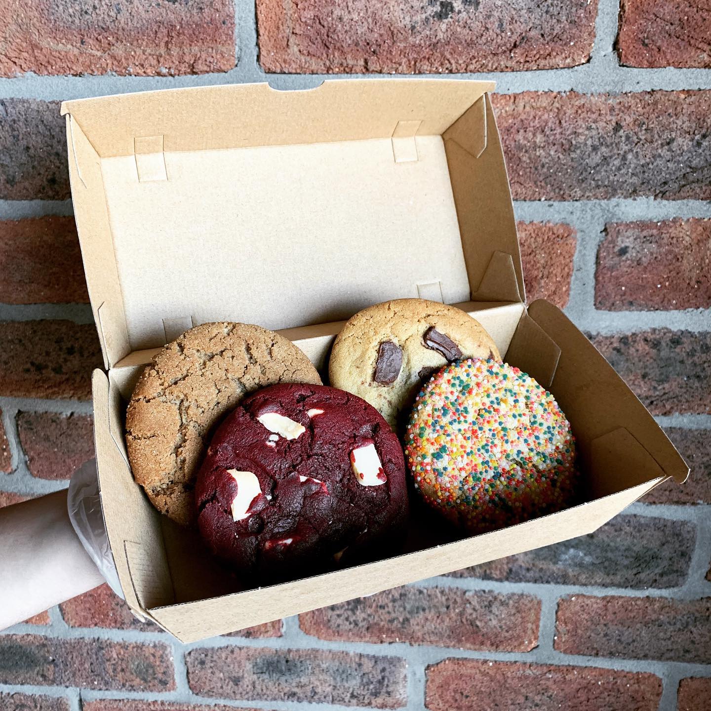 a cardboard box of cookies