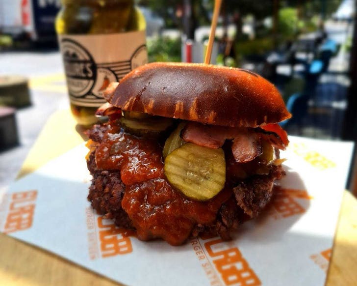 An insanely epic looking burger from 16 Tun. 