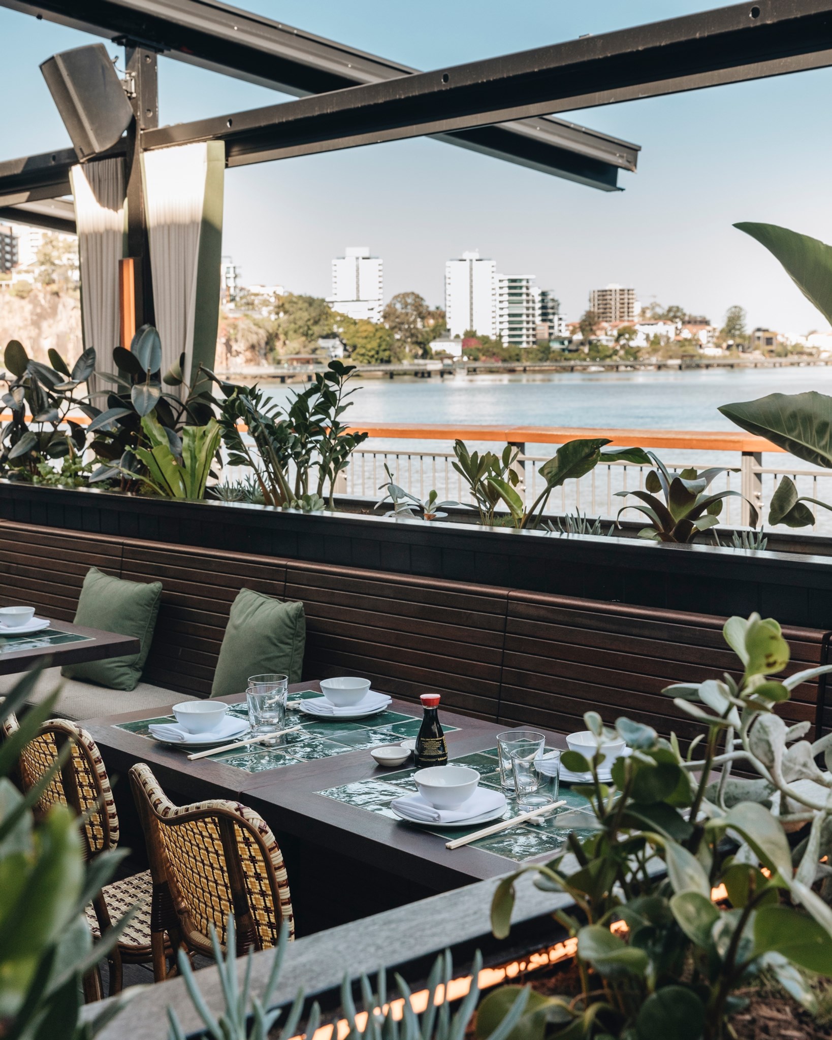 a table on the deck at Stanley