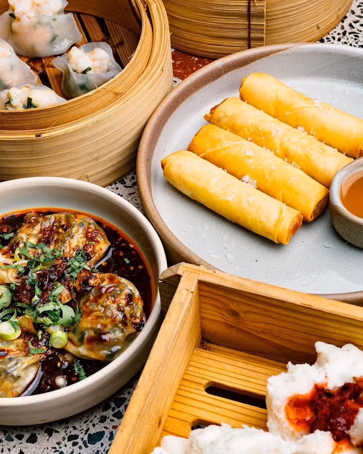 plates of yum cha dishes at southside, one of the best restaurants in brisbane