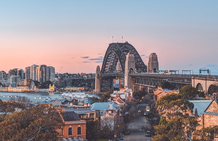 The Sydney Harbour Bridge at dusk