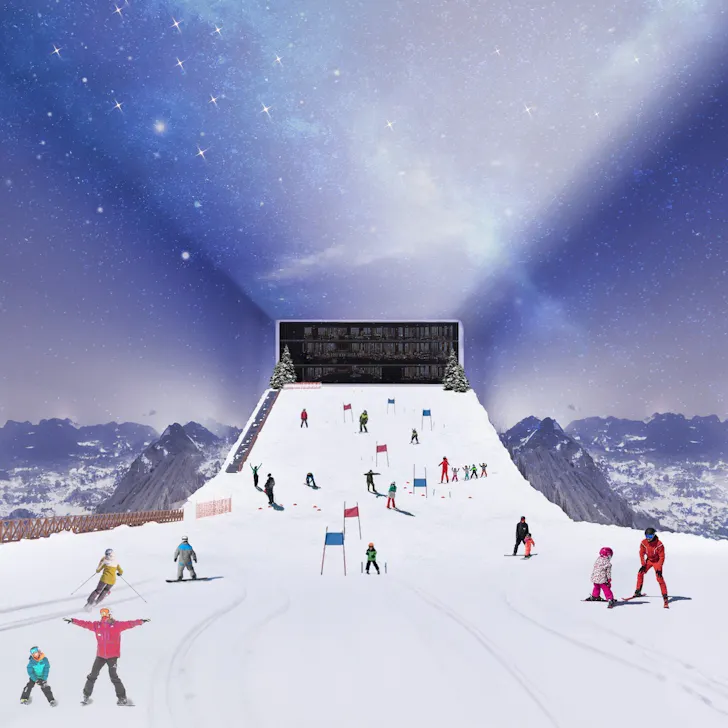 An artists impression of the interior ski slopes of Winter Sports World in Western Sydney.