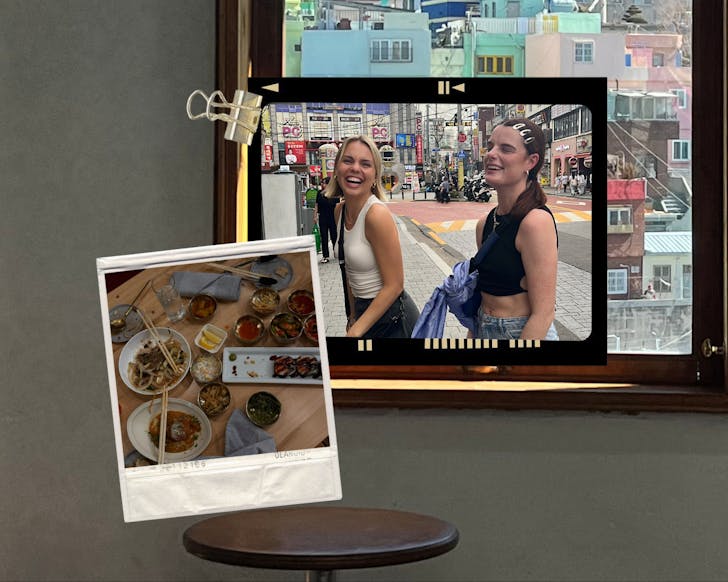 Collage of people, food and cityscapes