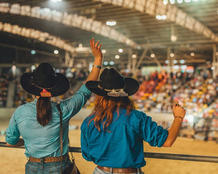 Fans watching the National Finals Rodeo