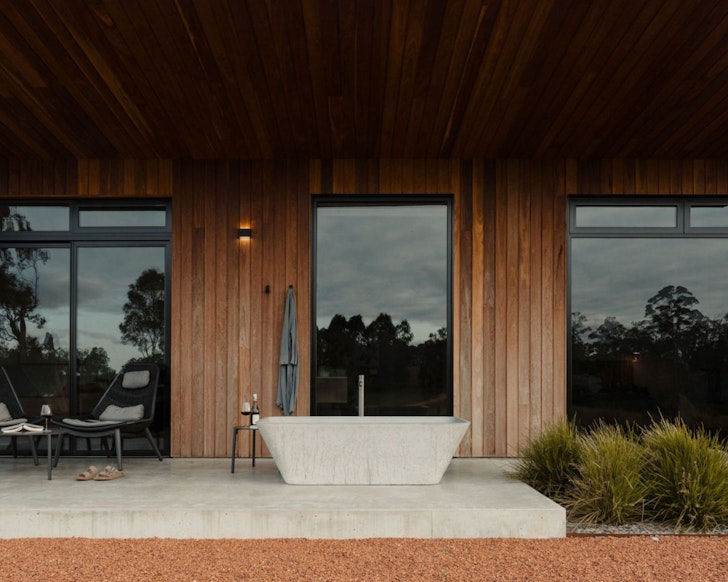 The outdoor bath at 8 Paddocks Chalets best Airbnbs WA