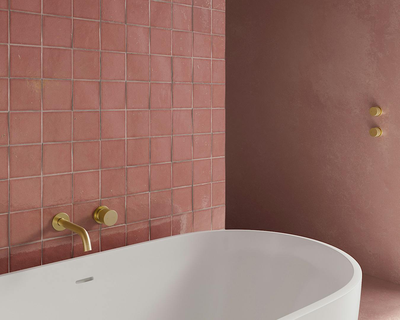 A beautiful tiled bath and surrounds. 