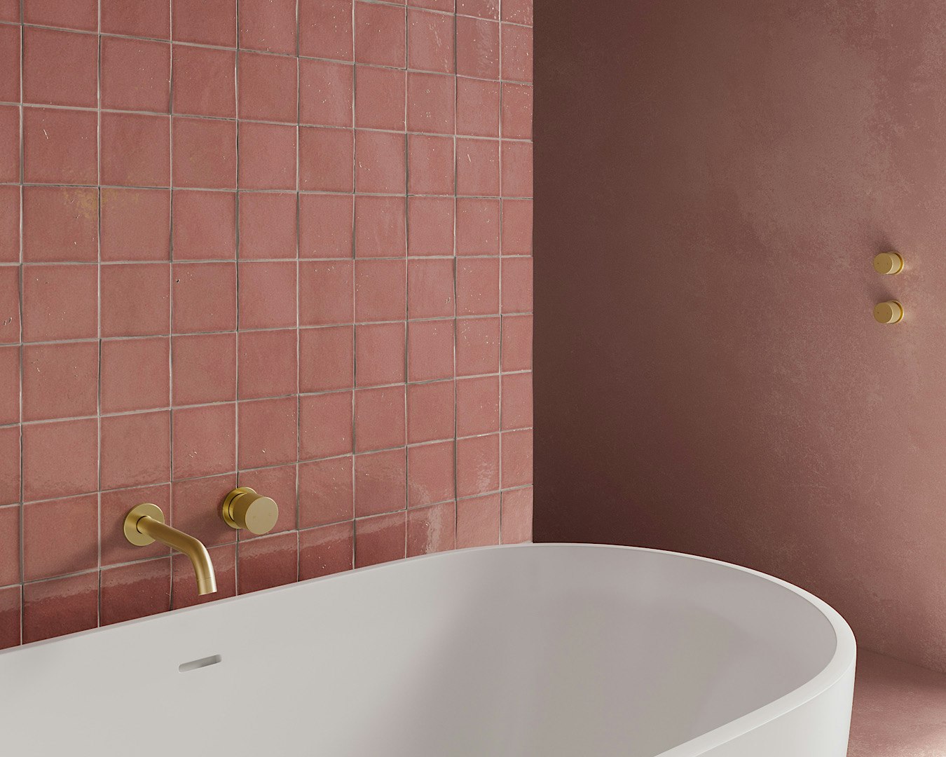 A beautiful tiled bath and surrounds. 