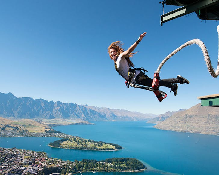 An adrenaline junkie has a great time bungy jumping in Queenstown. 