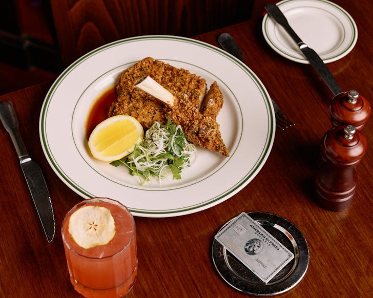 Drink and food on table