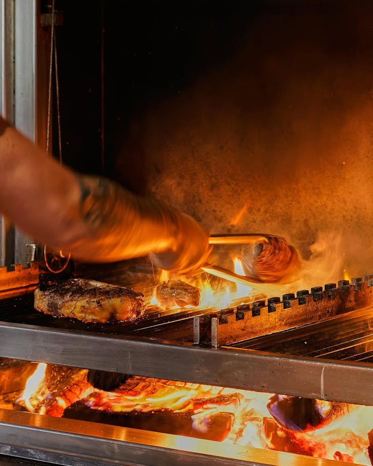 Flamed grilled steak at Nextdoor 