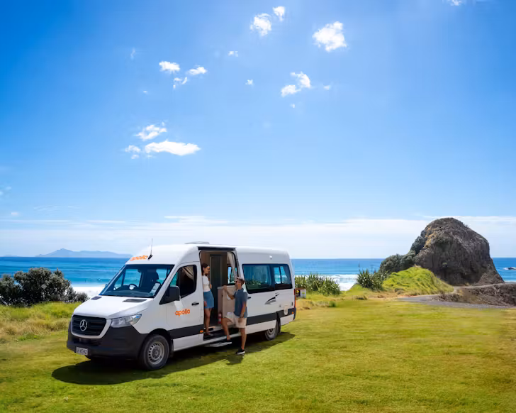 Beach view with van