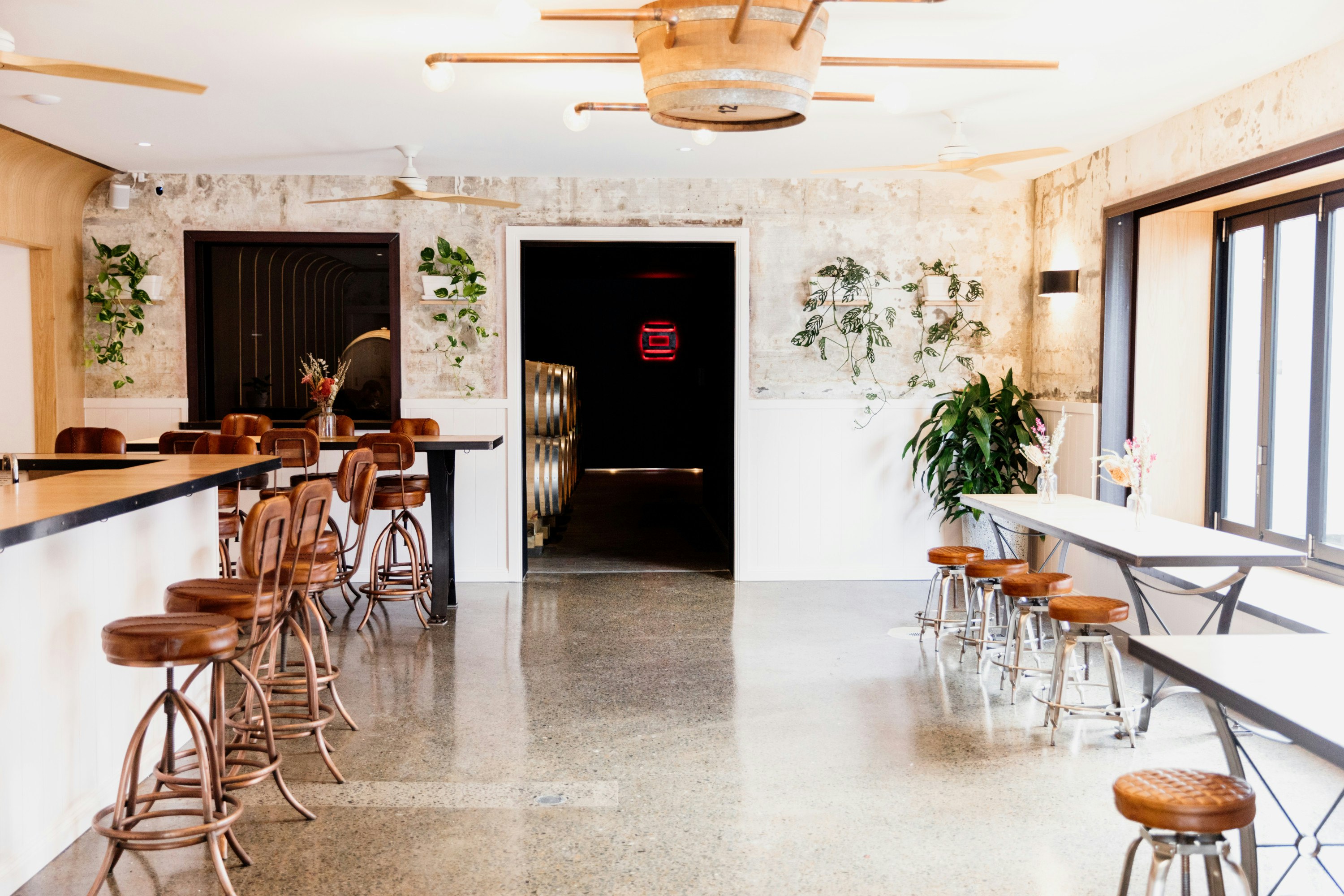 the interior of a taproom