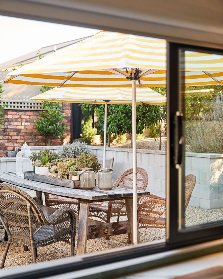 A view to the courtyard at A Calm City Retreat best Launceston Airbnbs