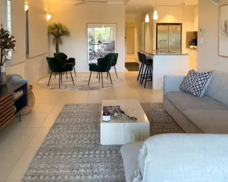 A view of the living space at Above & Beyond one of the best Darwin Airbnbs