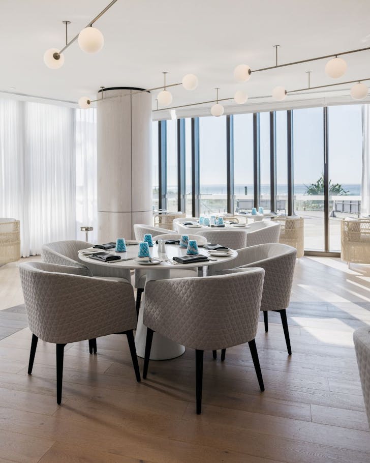 Inside restaurant with beach view