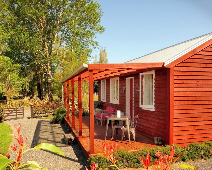 An exterior view of Alford Cottage best Airbnbs with fireplaces New Zealand