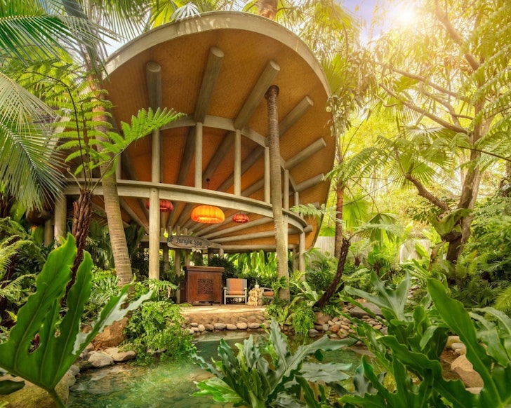 A view of the spa surrounded by lush greenery at An Lam Retreats Saigon River one of the best resorts in Vietnam