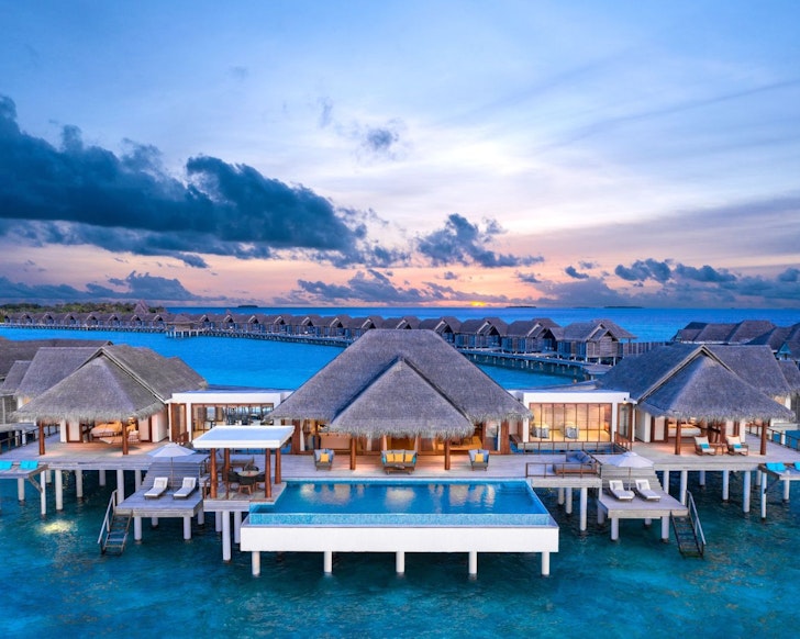 A ciew of the two bedroom sunset over water pool residence at Anantara Kihavah Maldives Villas one of the best hotels in the Maldives