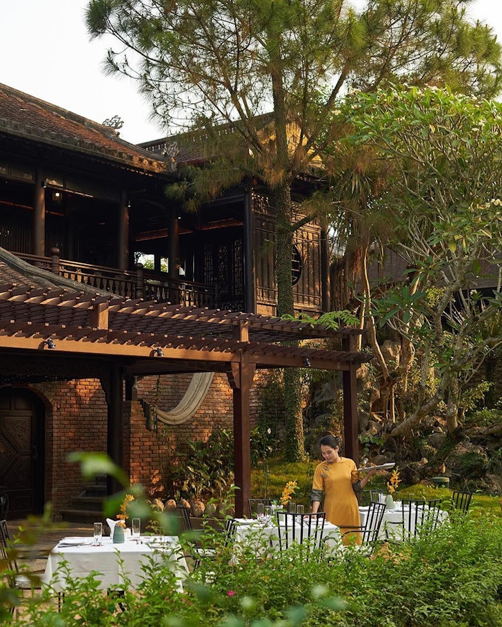 An exterior view of Ancient Huế Garden Houses one of the best Vietnam resorts