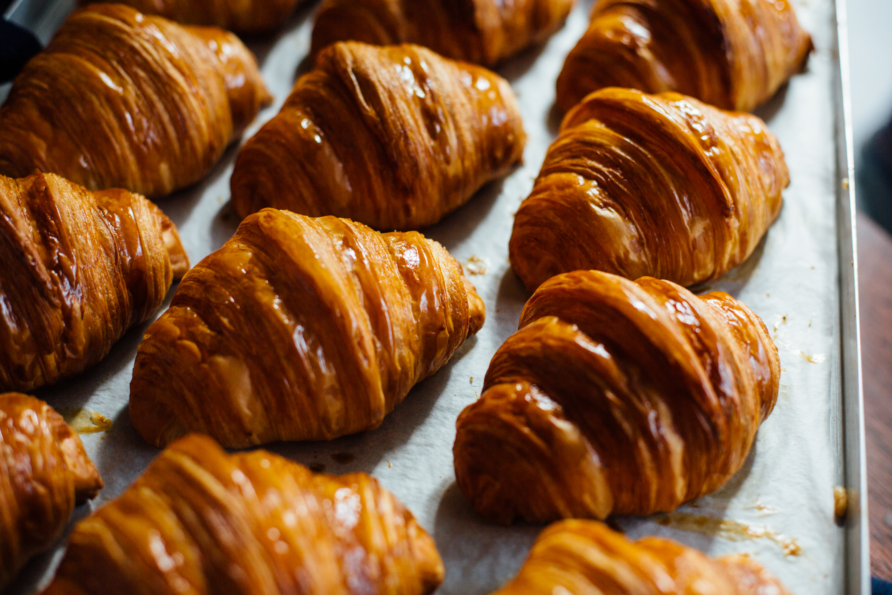 Rows of croissants at one of the best bakeries Melbourne has to offer, Lune.