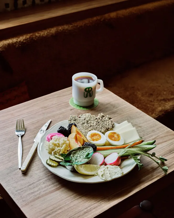 the breakfast plate and a coffee at marrickville cafe superfreak