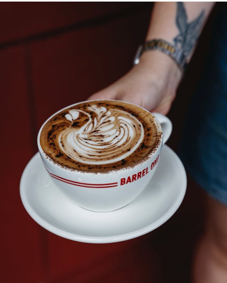 a cappuccino from sydney cafe barrel one coffee roasters