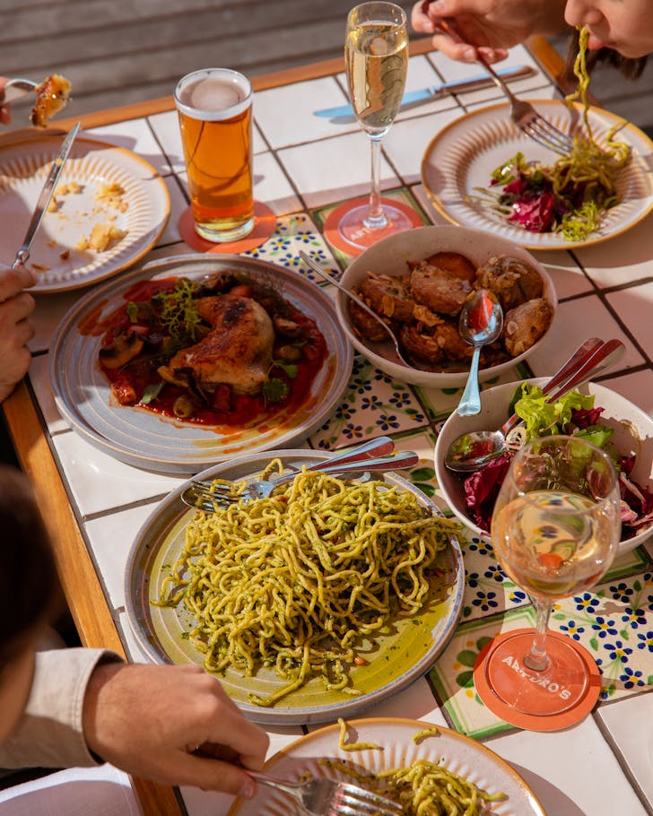 pasta and salads at arturu's bottomless lunch