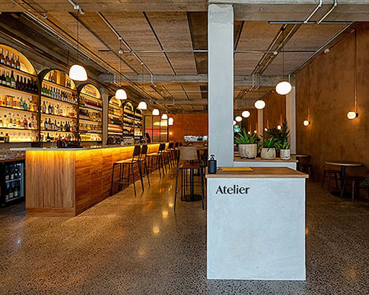 Sleek restaurant interiors at Atelier.