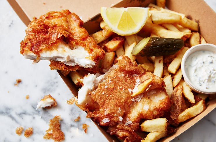 A box of fish and chips