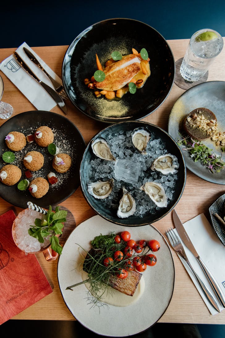a close-up of several beautiful dishes on a table