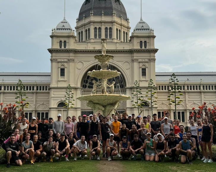 People in front of building