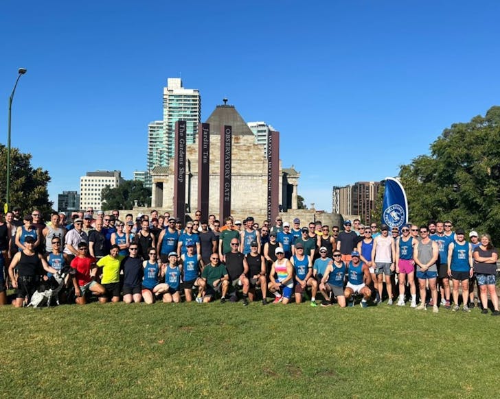 People in front of a building