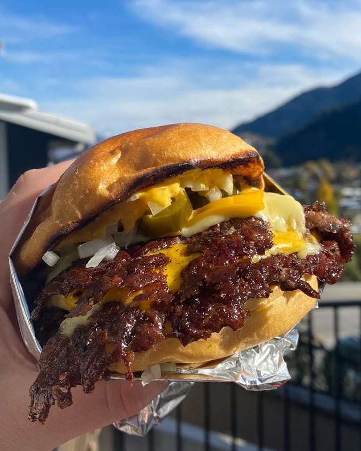 A burger from Baby G Burger, one of the best burger joints in Auckland. 