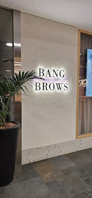 A white neon sign 