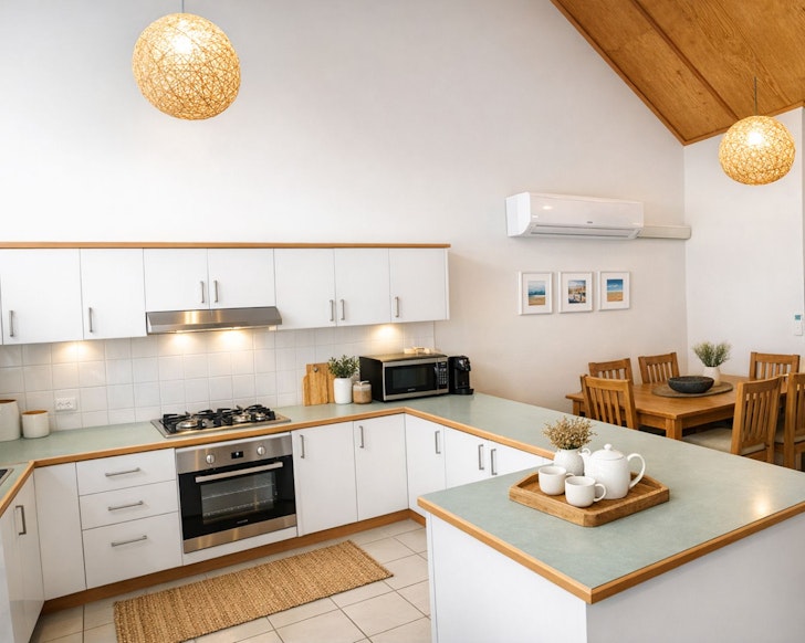 The kitchen at Banksia Hideaway best K'gari accommodation