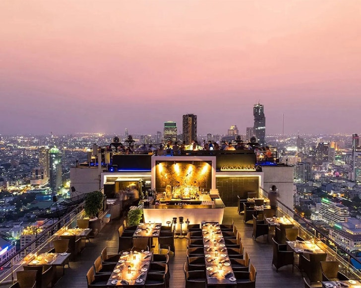 An aerial view of Banyan Tree Bangkok rooftop, one of the best Bangkok hotels