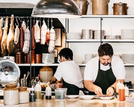 The open kitchen at Sydney CBD Italian restaurant Bar Totti's
