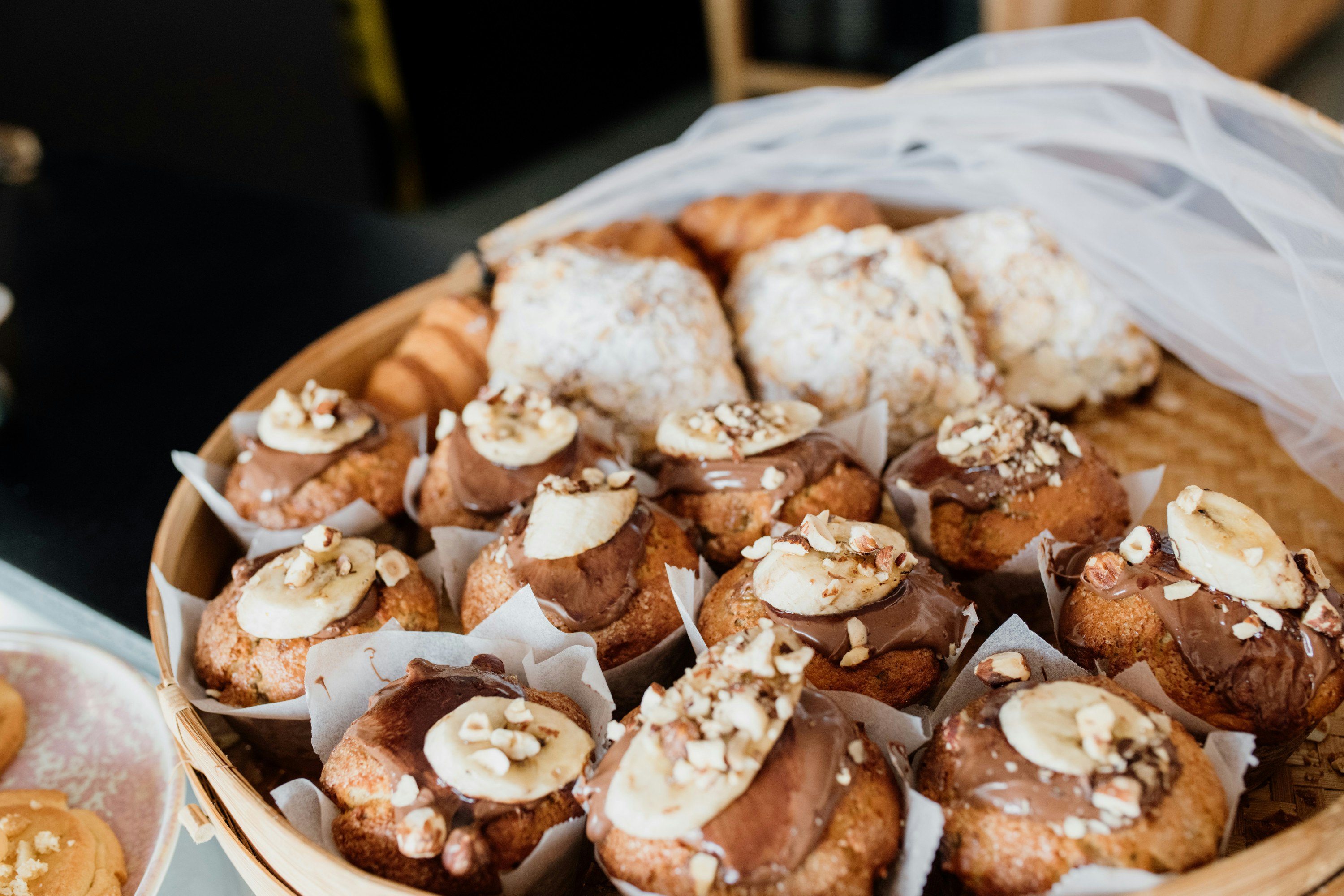 a close up of pastries
