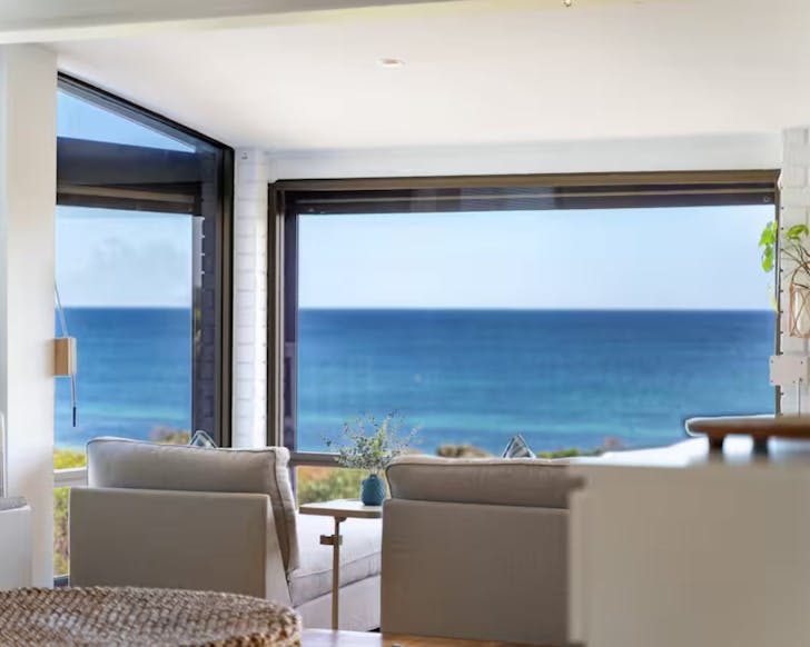 A view of the ocean from the Beachfront Villa kid friendly Airbnb near Perth