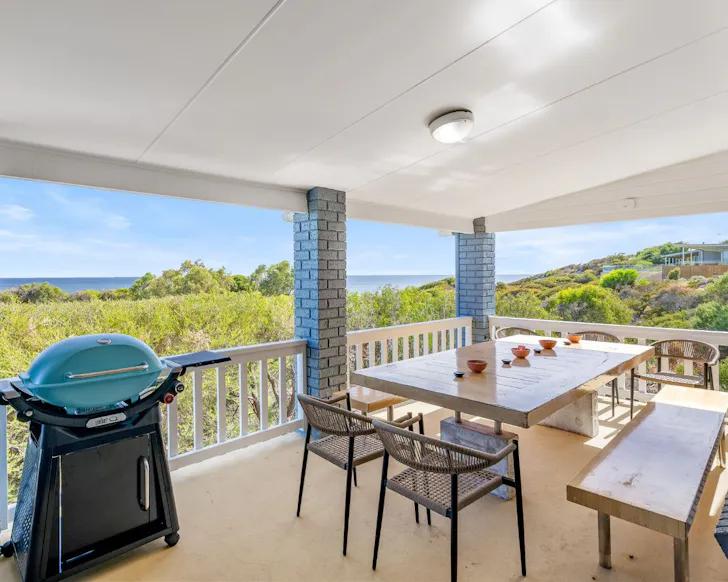 The balcony at Beachfront Villa best WA Airbnbs