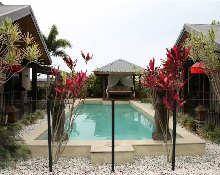 A view of the pool at Beachside Bali one of the best Port Douglas Airbnbs