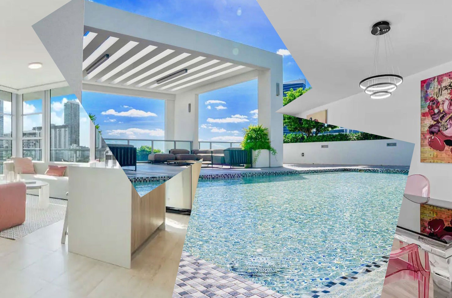 A collage of the best Airbnbs in Miami 