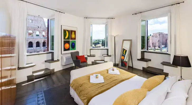 Airbnb in Rome with Colosseum view from bedroom window