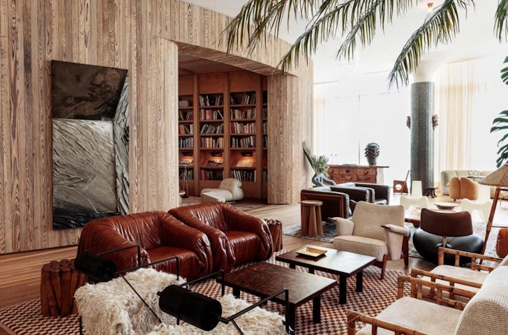A lounge at the Santa Monica Proper Hotel, one of the best hotels in LA