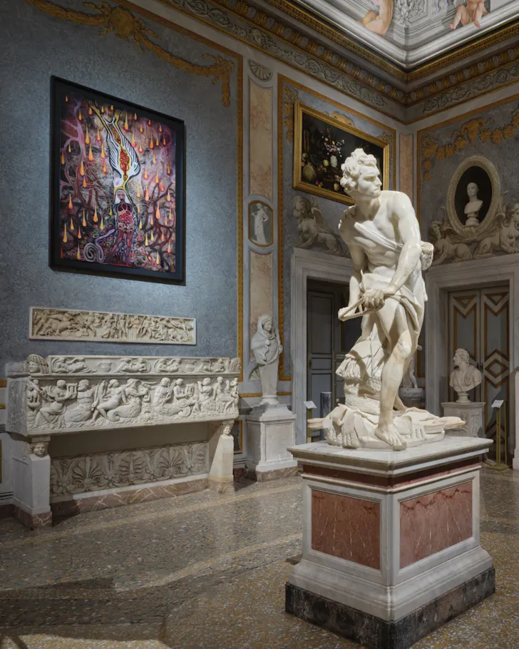 Inside an adorned room at Galleria Borghese, one of Romeâs best museums and galleries with a sculpture and art