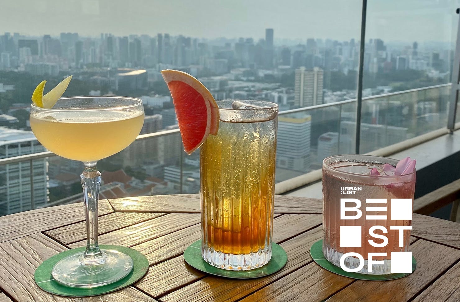 Cocktails from rooftop bar Mr Stork
